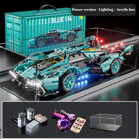 DIY Supercar Building Blocks Set for Kids Gift – Creative Assembly Toy Tiffany Blue Car Model for Christmas, Halloween and Birthday - i-Station Mobile Phone & Electronic Device Repair and Accessories