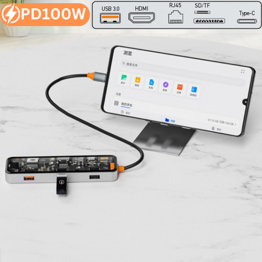 [8 in 1] Universal MacBook Laptop USB-C Type-C Dock Cyberpunk Style Station 100W PD Charging Extension Hub - Polar Tech Australia