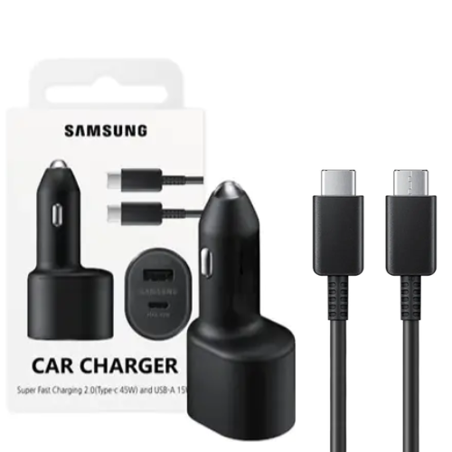 [With Cable] Samsung 60W Dual Port (45W Fast PD Type-C USB-C + 15W USB QC 3.0) Car Charger Power Adapter - Polar Tech Australia