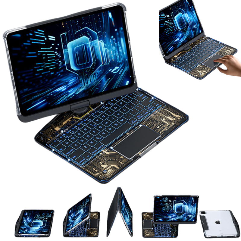 Load image into Gallery viewer, Apple iPad Pro 11&quot; &amp; Air 4/5 10.9&quot; &amp; Air 6 11&quot; - 180 Degree Rotation Magic Cyberpunk Style Transparent Keyboard Case - Polar Tech Australia
