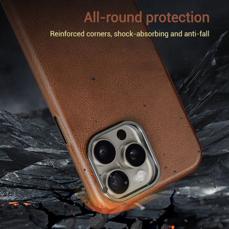 Load image into Gallery viewer, Apple iPhone 17/Air/Pro/Max - Business Retro Shockproof Leather Shockproof Case
