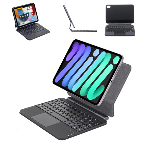Apple iPad Mini 8.3'' 6/7th Gen (2021/2024) - Easy-Set Floating Cantilever Stand Precision Multi-Touch Trackpad Smart Wireless Keyboard Case With Backlit Keys