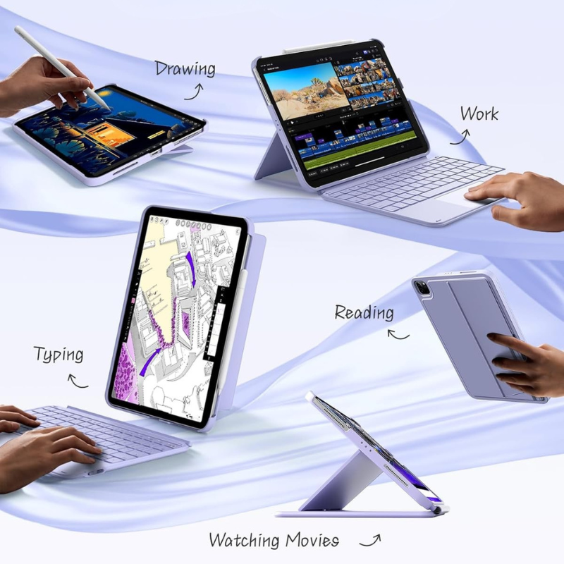 [Detachable] Apple iPad Air 13-inch M2/M3/M4 (2024/2025/2026) Inateck Magnetic Touchpad Wireless Keyboard Case - i-Station Mobile Phone & Electronic Device Repair and Accessories