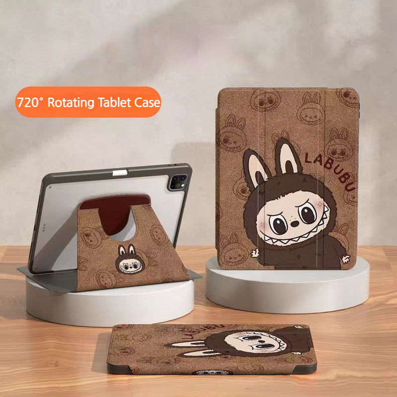Load image into Gallery viewer, [With Pen Slot][360° Rotatable] Apple iPad Air 11-inch M2/3 (2024/2025) Labubu Cartoon Tri-Fold Flip Protective Case
