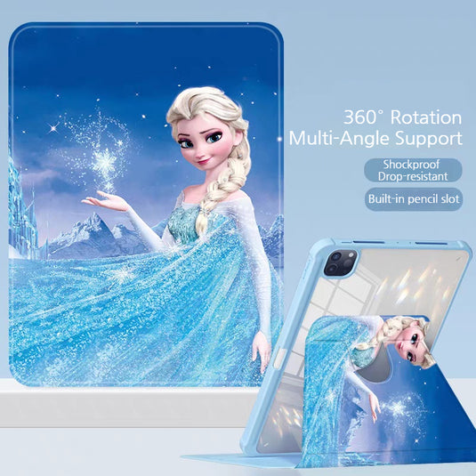 [With Pen Slot] Apple iPad Air 4/5 10.9'' 4/5th Gen (2020/2022) Elsa Princess Rotatable Shockproof Acrylic Protective Case