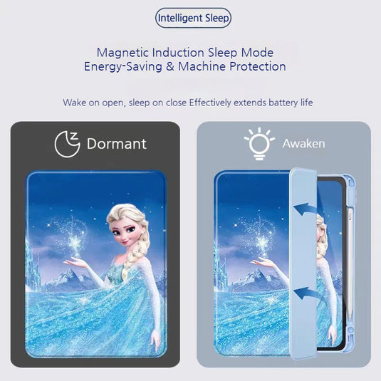 [With Pen Slot] Apple iPad Air 4/5 10.9'' 4/5th Gen (2020/2022) Elsa Princess Rotatable Shockproof Acrylic Protective Case