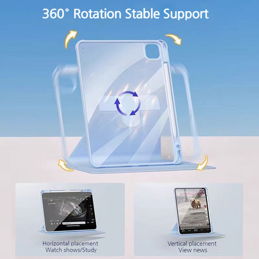 [With Pen Slot] Apple iPad Air 4/5 10.9'' 4/5th Gen (2020/2022) Elsa Princess Rotatable Shockproof Acrylic Protective Case