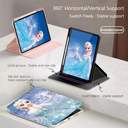 [With Pen Slot] Apple iPad Air 4/5 10.9'' 4/5th Gen (2020/2022) Elsa Princess Rotatable Shockproof Acrylic Protective Case