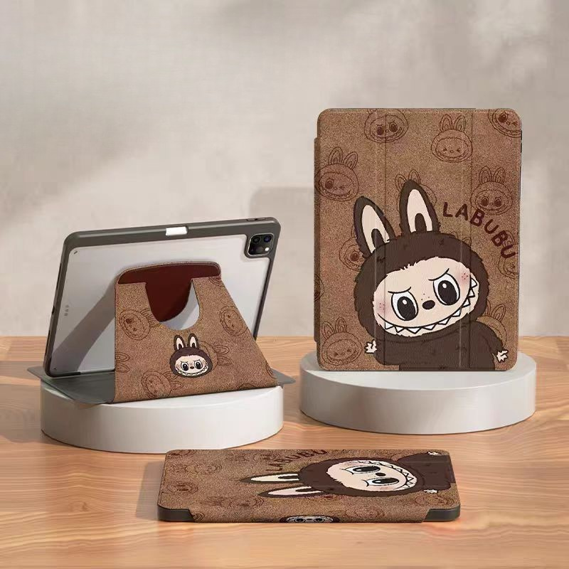 Load image into Gallery viewer, [With Pen Slot][360° Rotatable] Apple iPad Air 11-inch M2/3 (2024/2025) Labubu Cartoon Tri-Fold Flip Protective Case
