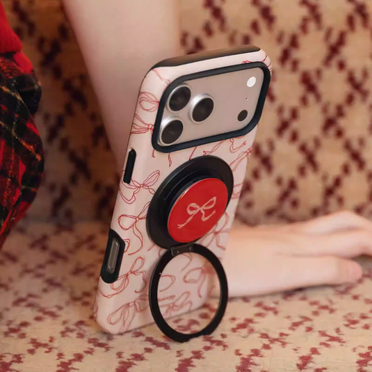 [Magsafe Compatible] Apple iPhone 17/Pro/Max - Bow Design 2-in-1 Shockproof Phone Case with Stand