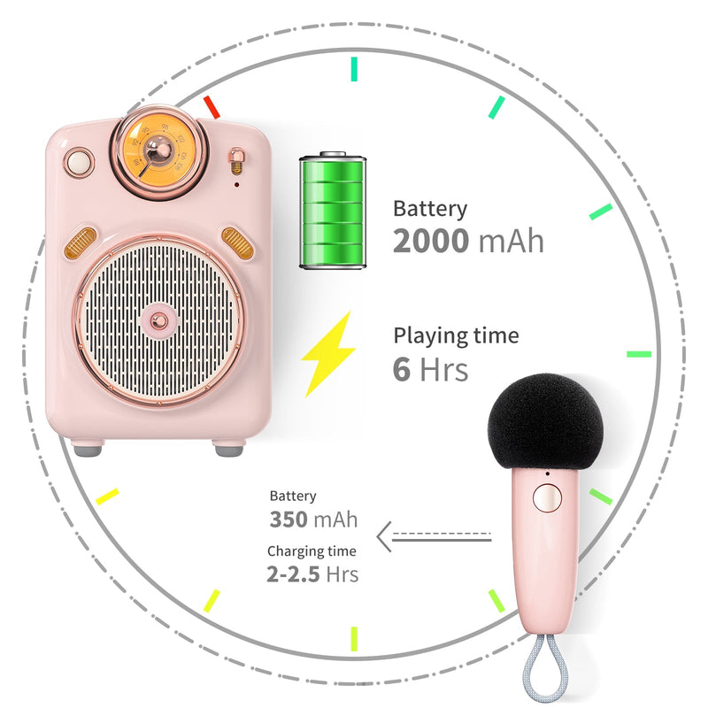 Load image into Gallery viewer, Divoom Fairy-OK Retro Mini Karaoke Bluetooth Speaker With Microphone Girl Perfect Gift
