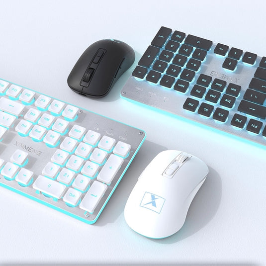 Xinmeng Dual-Mode Keyboard – 104-Key Linear/Tactile Switches, Water-Drop Keycaps, Silent Typing, LED Backlight, Metal Panel