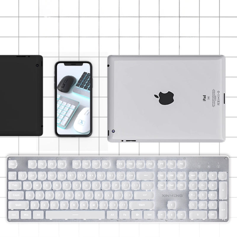 Load image into Gallery viewer, Xinmeng Dual-Mode Keyboard – 104-Key Linear/Tactile Switches, Water-Drop Keycaps, Silent Typing, LED Backlight, Metal Panel
