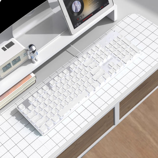 Xinmeng Dual-Mode Keyboard – 104-Key Linear/Tactile Switches, Water-Drop Keycaps, Silent Typing, LED Backlight, Metal Panel