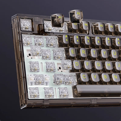 Xinmeng Triple-Mode Mechanical Keyboard – 82-Key Compact Layout, Crystal Transparent Keycaps, Linear White Jade / Ice Salt Switches, RGB Backlight, Wired / Bluetooth / 2.4G Wireless X75 - i-Station Mobile Phone & Electronic Device Repair and Accessories