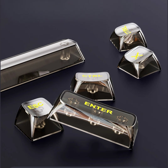 Xinmeng Triple-Mode Mechanical Keyboard – 82-Key Compact Layout, Crystal Transparent Keycaps, Linear White Jade / Ice Salt Switches, RGB Backlight, Wired / Bluetooth / 2.4G Wireless X75