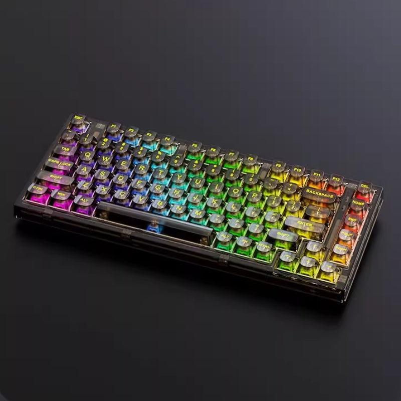 Xinmeng Triple-Mode Mechanical Keyboard – 82-Key Compact Layout, Crystal Transparent Keycaps, Linear White Jade / Ice Salt Switches, RGB Backlight, Wired / Bluetooth / 2.4G Wireless X75 - i-Station Mobile Phone & Electronic Device Repair and Accessories