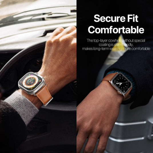 Apple Watch Series 1/2/3/4/5/6/SE/7/8/9/10 Business Premium Waterproof Leather Watch Strap Band
