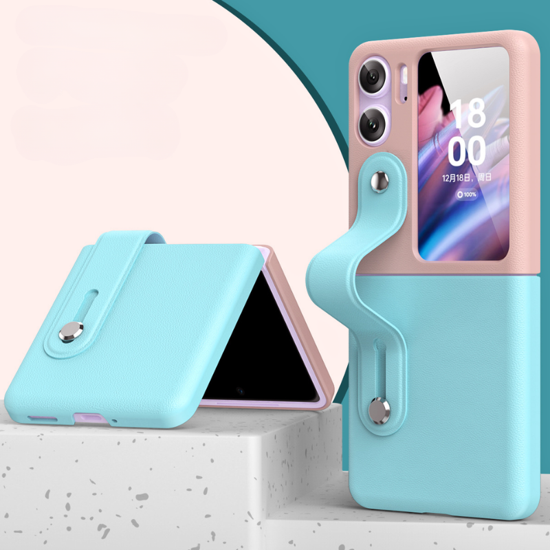 Load image into Gallery viewer, OPPO Find N2 Flip (CPH2437, PGT110) - Fashionable Leather Wrist Strap Stand Phone Case - i-Station Mobile Phone &amp; Electronic Device Repair and Accessories
