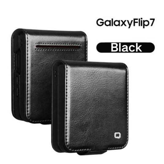 [Built-in Card Slot] Samsung Galaxy Z Flip7 Premium Genuine Leather Wallet Protective Case