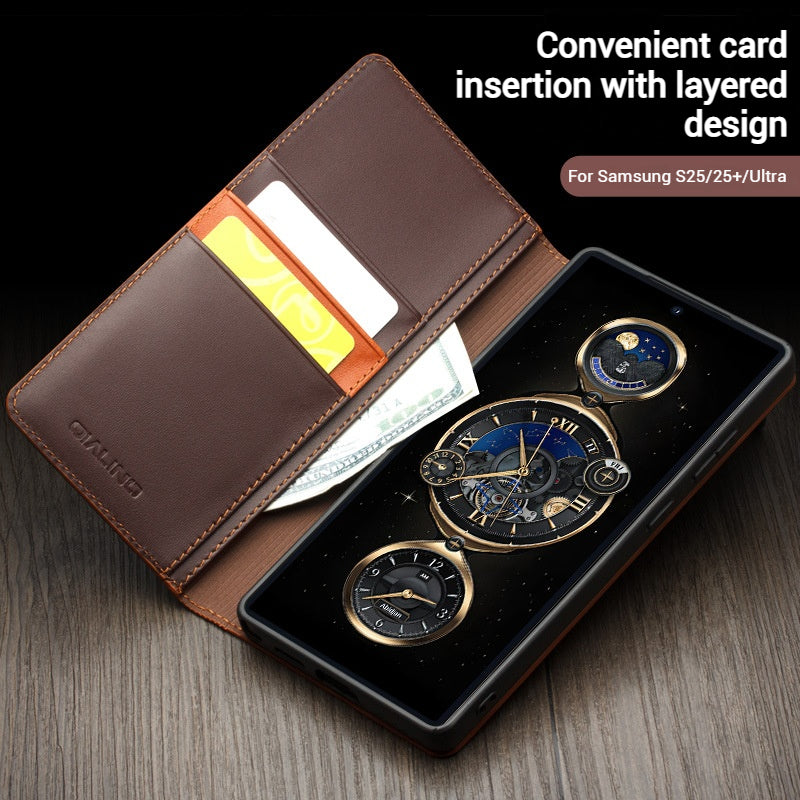 Load image into Gallery viewer, [Built-in Card Slot] Samsung Galaxy S25/Plus/Ultra Premium Genuine Leather Wallet Protective Case - i-Station Mobile Phone &amp; Electronic Device Repair and Accessories
