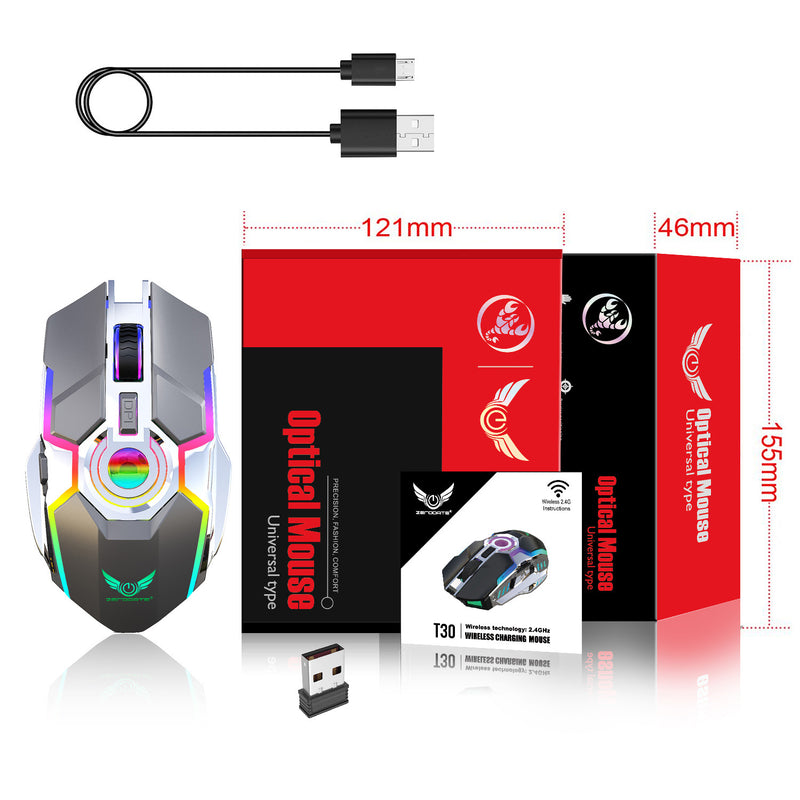 Load image into Gallery viewer, HYSJ Wireless RGB Lightweight Noise-Fre Gaming Mouse With USB Receiver And Decompress Crystal Ball
