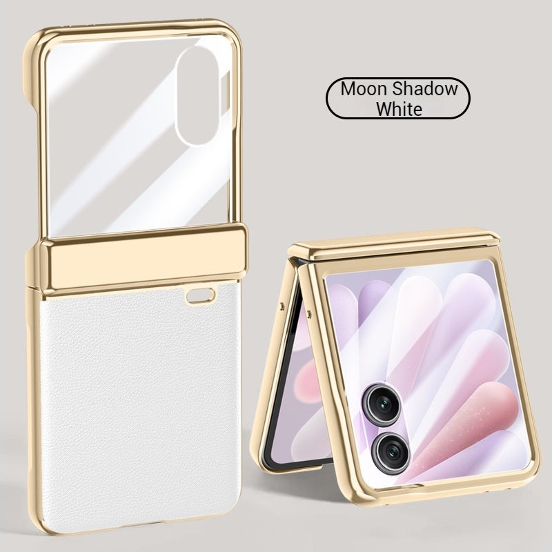 Load image into Gallery viewer, Honor Magic V Flip 2 Electroplated Chain Shockproof Plain Leather Essentials Series Case With Screen Protector
