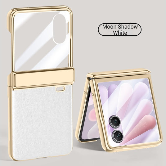 Honor Magic V Flip 2 Electroplated Chain Shockproof Plain Leather Essentials Series Case With Screen Protector