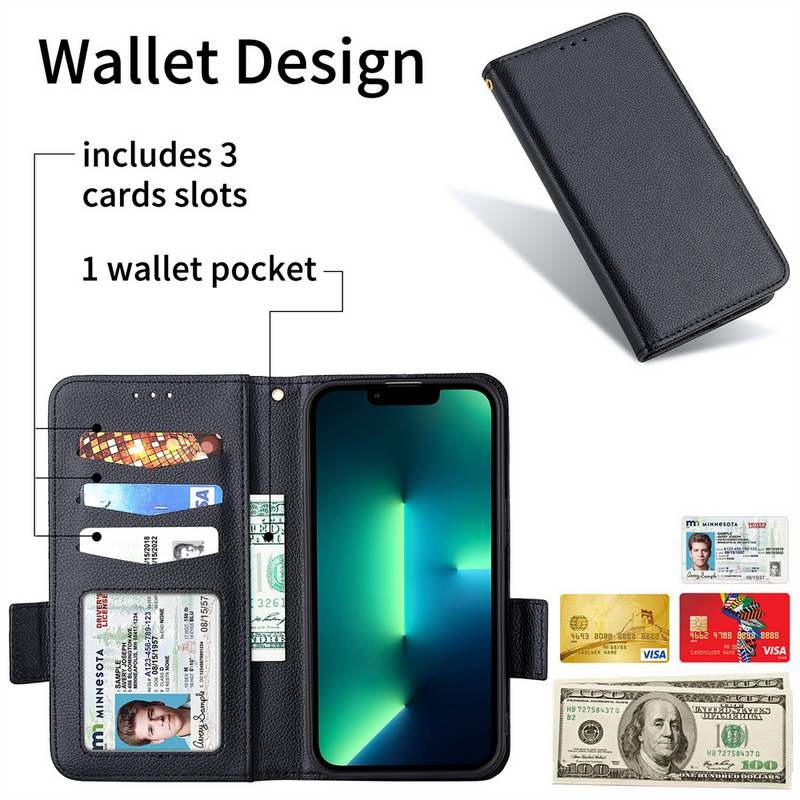 Load image into Gallery viewer, [With Card Slot] OPPO A5 Pro 5G - Premium Lychee-Grain Flip Leather Case With Detachable Wrist Strap
