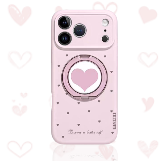 [Built-in Stand] Apple iPhone 17/Air/Pro/Max - Heart-shaped Full-Cover Shockproof Phone Case
