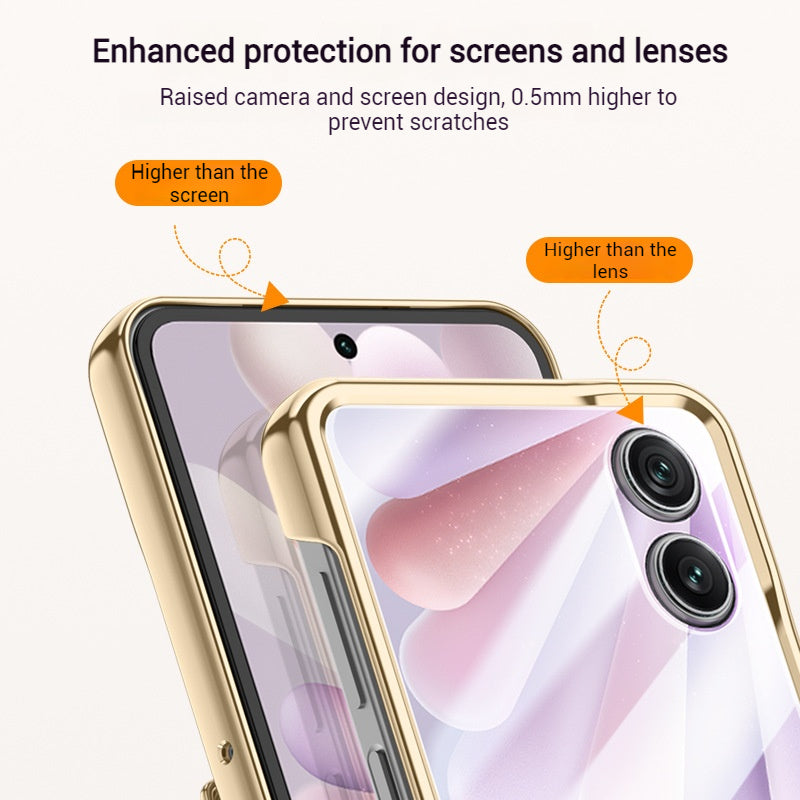 Load image into Gallery viewer, Honor Magic V Flip 2 Electroplated Chain Shockproof Plain Leather Essentials Series Case With Screen Protector
