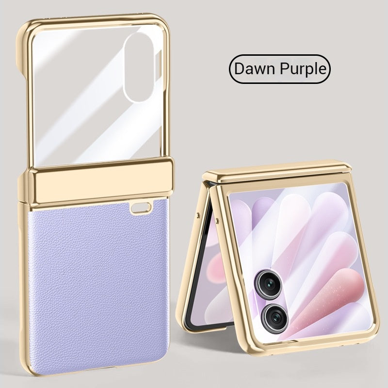 Load image into Gallery viewer, Honor Magic V Flip 2 Electroplated Chain Shockproof Plain Leather Essentials Series Case With Screen Protector
