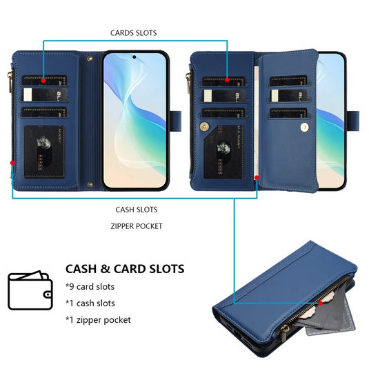 [With Card Slot] Samsung Galaxy S25 Edge (SM-S937) - Multifunctional Flip Phone Case With Magnetic Closure & Wrist Strap