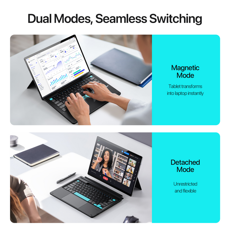 Load image into Gallery viewer, [With RGB Backlit] Microsoft Surface Pro 11/10/9/8/X Compatible Wireless Bluetooth Magnetic Touchpad Keyboard
