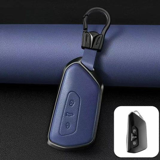Volkswagen Zinc Alloy + PU Leather Car Key Fob Case Cover For Golf 7, Golf 8, Tiguan, Jetta, Passat, Lamando L, ID.3, ID.4,  ID.5, ID.6