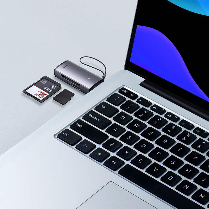 Load image into Gallery viewer, Baseus Lite Series Adapter SD / TF USB Card Reader (WKQX060013) - Dark Gray - i-Station Mobile Phone &amp; Electronic Device Repair and Accessories
