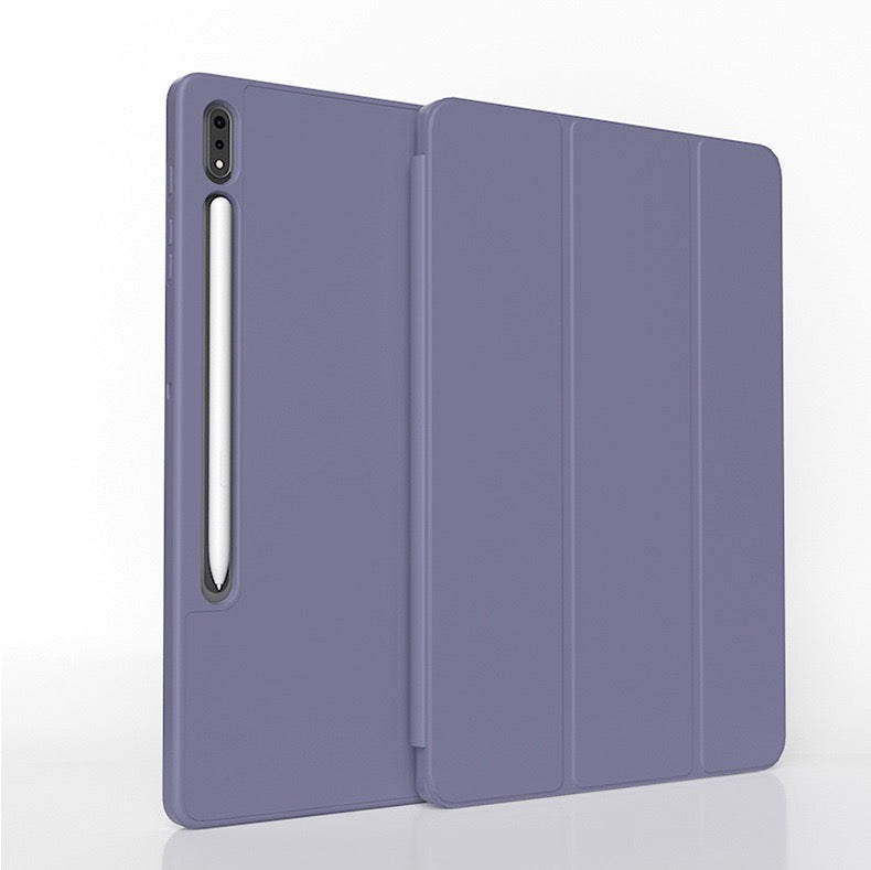 Load image into Gallery viewer, [With Pen Slot] Samsung Galaxy Tab S9 Plus &amp; S9 FE Plus (2023) 12.4&quot; - Solid Color Multi-angle TPU Flip Cover Case
