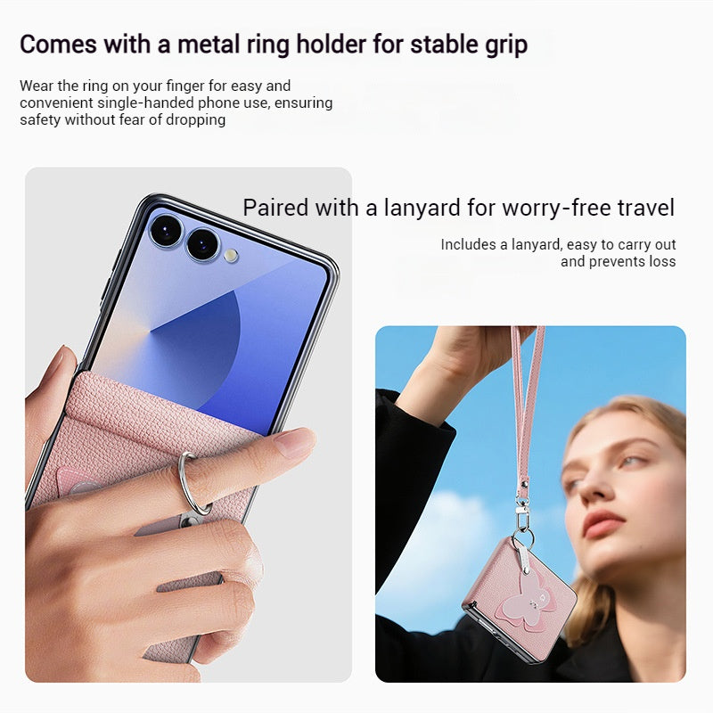 Load image into Gallery viewer, [With Lanyard]  Samsung Galaxy Z Flip7 PU Leather Foldable Protective Case
