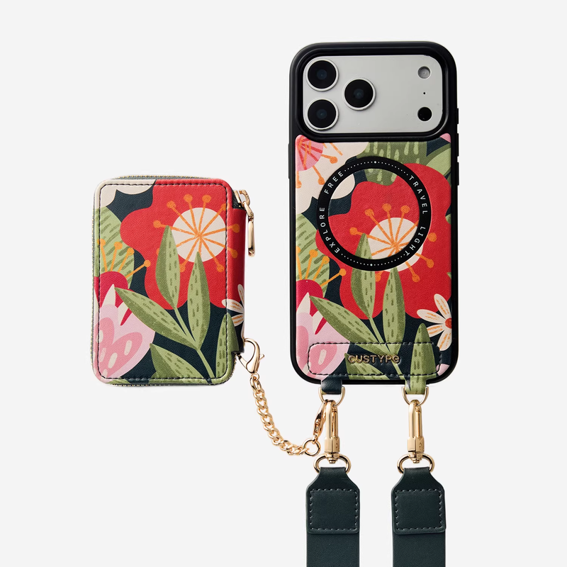Load image into Gallery viewer, [With Card Slot] Apple iPhone 15/Plus/Pro/Pro Max - Custype Floral Protective Wallet Case with Chain - i-Station Mobile Phone &amp; Electronic Device Repair and Accessories
