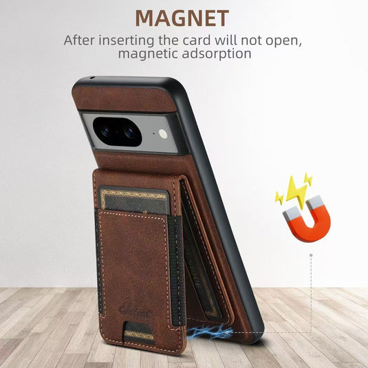 [Magsafe Compatible] Google Pixel 8/A/Pro Premium Leather Detachable Magnetic Card Stand Wallet Series Case