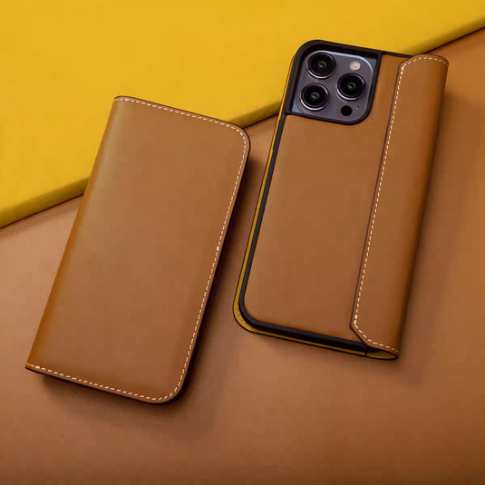 [With Card Slot] Apple iPhone 17/Air/Pro/Max - HANATORA Business Drop Proof Genuine Leather Flip Wallet Series Case