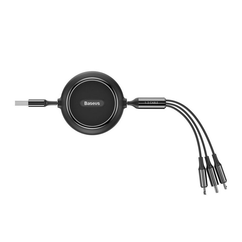 Load image into Gallery viewer, Baseus Golden Loop Retractable 3 in 1 USB Cable 3.5A (35cm-120cm)
