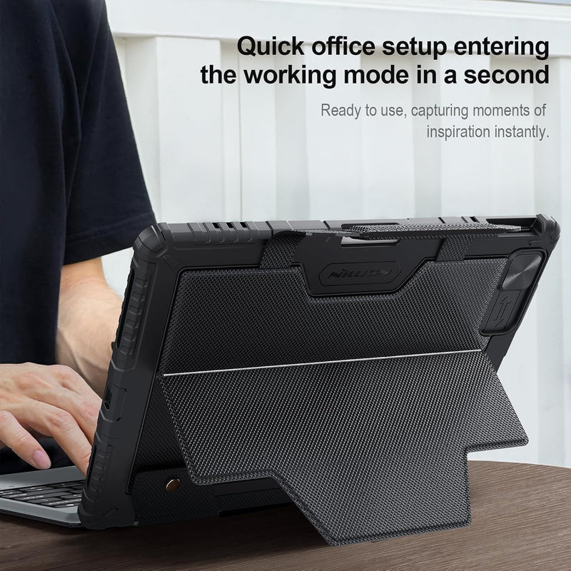 Load image into Gallery viewer, [Detachable][Built-in Slide Lens Cover] Apple iPad Pro 12.9-inch 3rd/4/5/6th Gen (2018/2020/2021/2022) Nillkin Magnetic Rugged Stand Keyboard Case With Backlit
