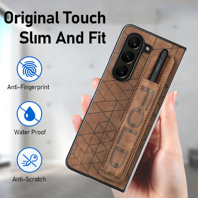 [With Pen Slot] Samsung Galaxy Z Fold4 (SM-F936) Foldable Vegan Leather Shockproof Case - i-Station Mobile Phone & Electronic Device Repair and Accessories