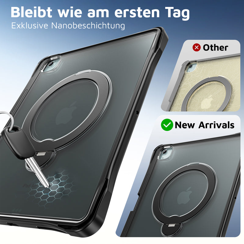 Load image into Gallery viewer, [With Pen Slot] Apple iPad Air 13-inch M2/M3/M4 (2024/2025/2026) 360° Rotating Stand Frosted Hard Acrylic Shockproof Cover Case
