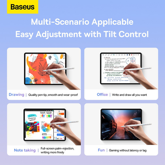 Baseus Smooth Writing 2 Series Stylus with LED Indicators - White - i-Station Mobile Phone & Electronic Device Repair and Accessories