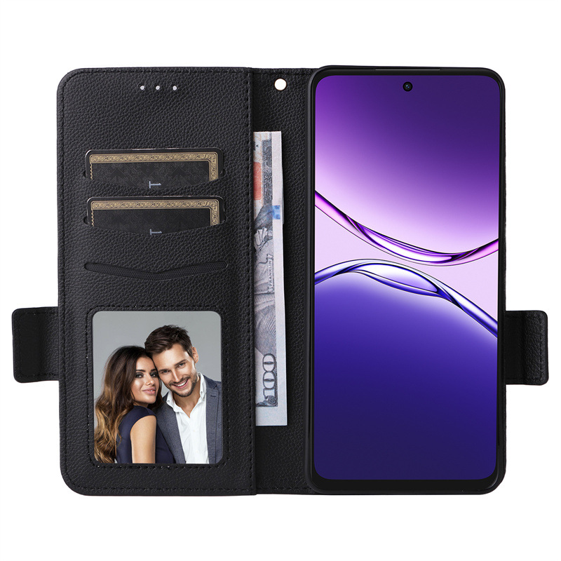 Load image into Gallery viewer, [With Card Slot] OPPO A5 Pro 5G - Premium Lychee-Grain Flip Leather Case With Detachable Wrist Strap
