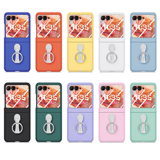 [Built-in Ring Bracket] Motorola Moto Razr 60 Minimalist Solid Color Case with Built-in Screen Protection