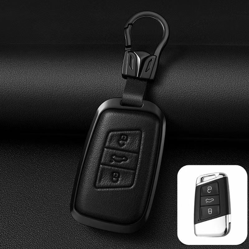 Load image into Gallery viewer, Volkswagen Zinc Alloy + PU Leather Car Key Fob Case Cover For Golf 7, Golf 8, Tiguan, Jetta, Passat, Lamando L, ID.3, ID.4,  ID.5, ID.6
