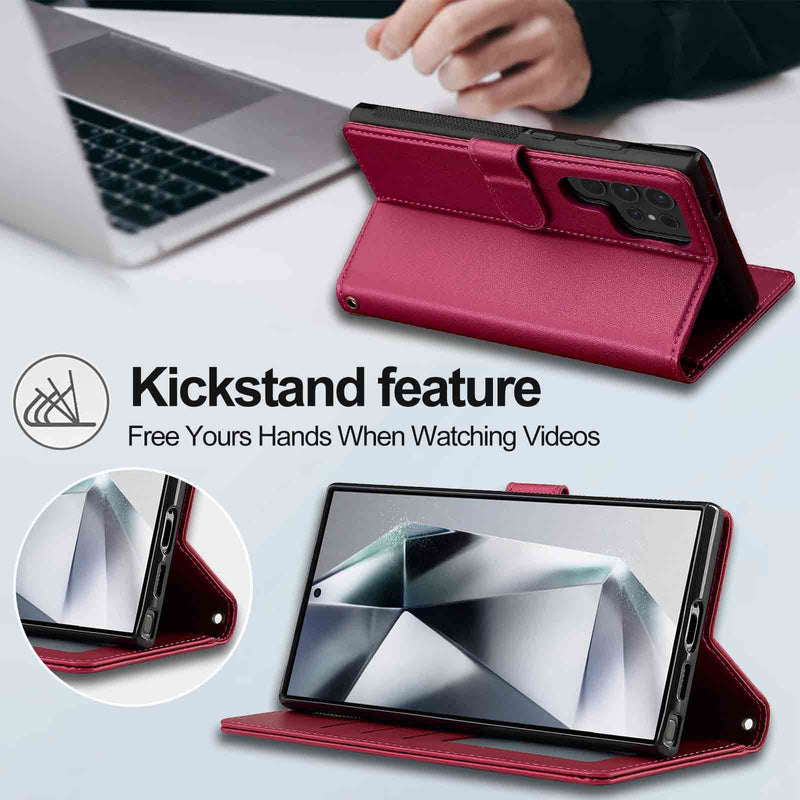 Load image into Gallery viewer, [2-in-1 Detachable][With Card Slot] Samsung Galaxy S23/Ultra/Plus/FE - Magnetic Detachable Flip Leather Essentials Series Case With Lanyard
